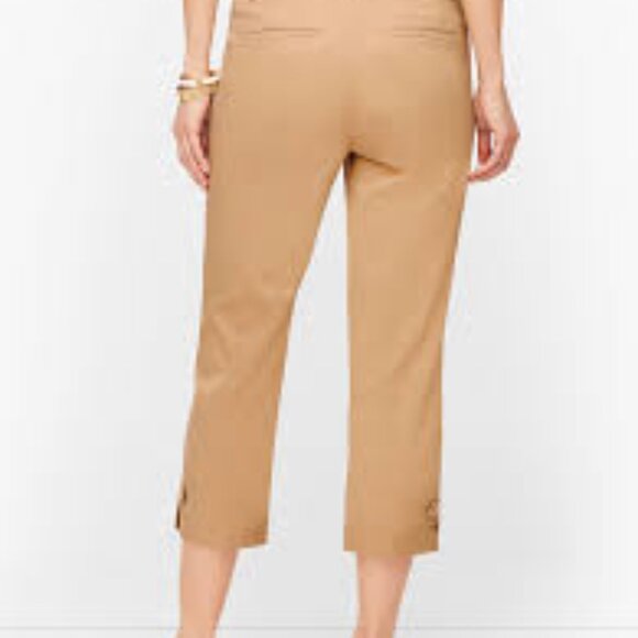 Talbots Petite Perfect Skimmer Tan 3 Button Cuff Stretch Cotton Pants Sz 12P - Picture 1 of 8